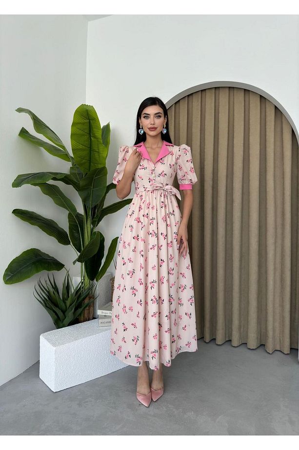 Marya Çiçekli Uzun Elbise - 3