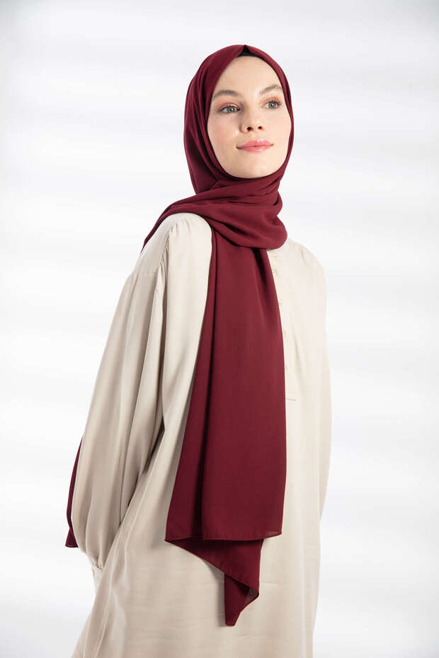 Krep Şal Koyu Bordo - 3