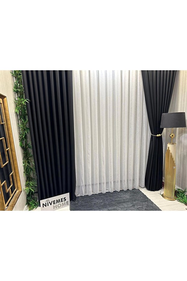 Nivemeshome linen 1/3 tight pleated new season tulle curtain apm