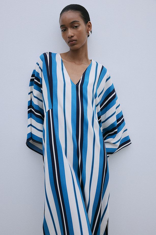 V Yakalı Kaftan Elbise - 3