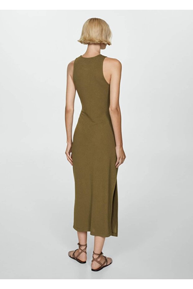 Bağ detaylı triko elbise - 4