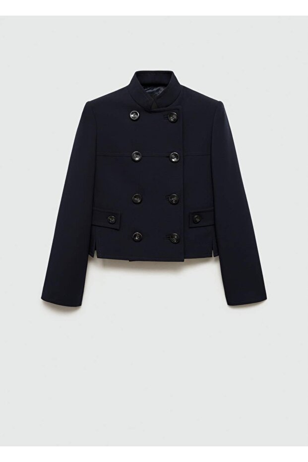 Kruvaze Cropped Ceket - 3