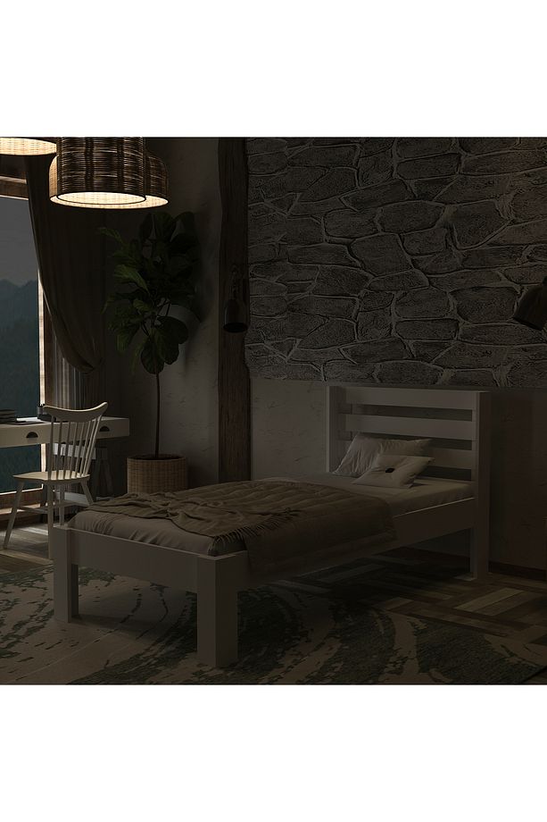 Tiwiti Mdf Still Tek Kişilik Beyaz Mdf Genç Karyola Msty-1 90x190 Yatak Uyumlu - 4