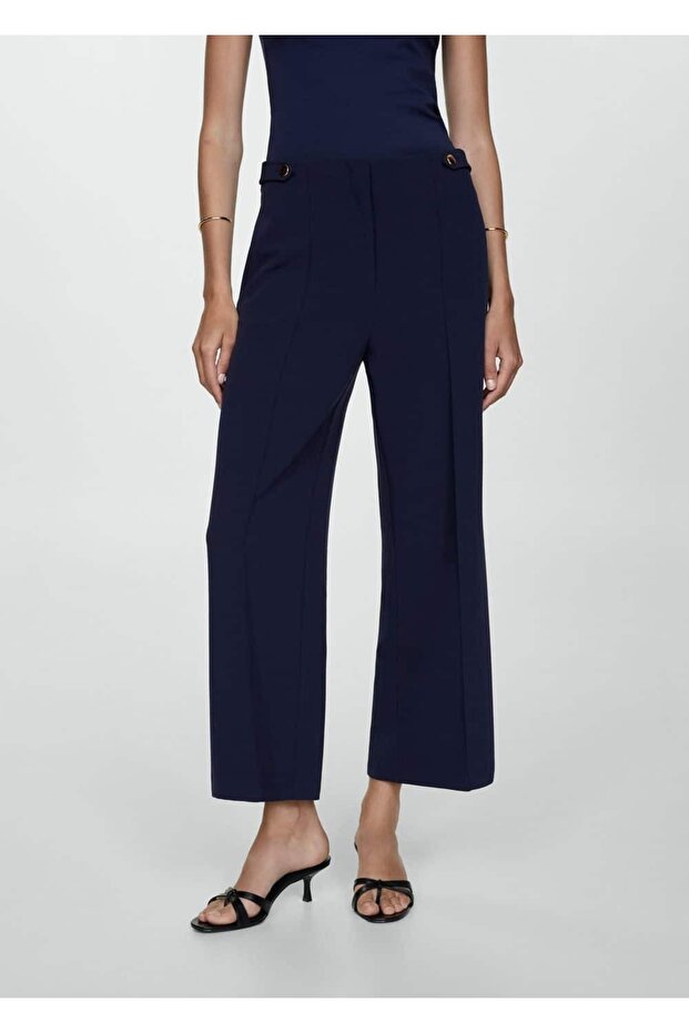 Straight Cut Button Trousers - 1