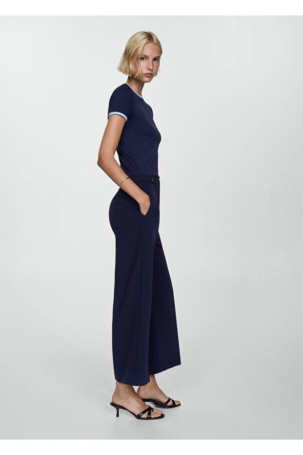 Straight Cut Button Trousers - 7