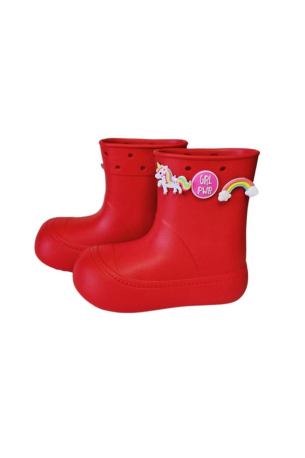 Kırmızı Yağmur Botu + Geyikli+Çorap Set - 5