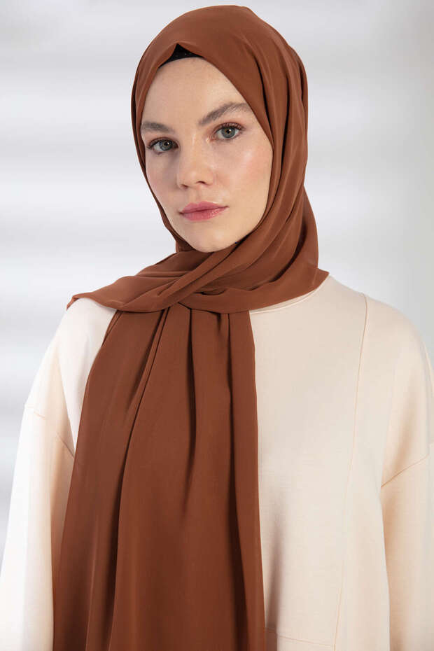 Hazelnut Chiffon Shawl - 3