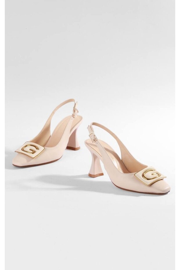 Women's Beige g Accessory Casual Heeled Shoes