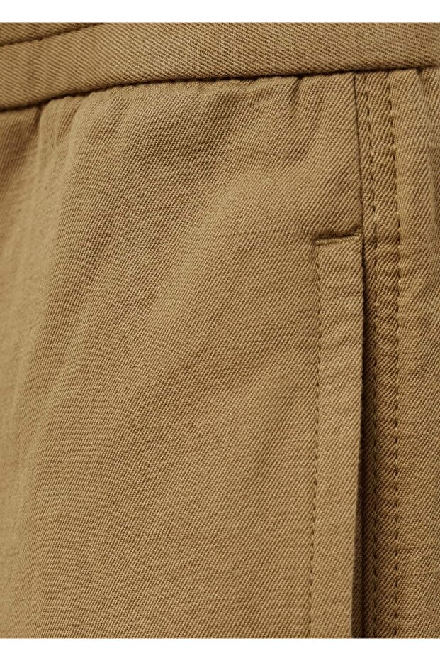 Pamuklu keten kargo pantolon - 5