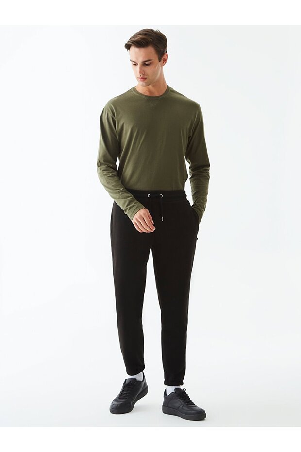 Düz Jogger Siyah Eşofman - 1