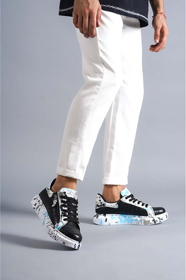 KB 02 Kuback Bağcıklı Crocodile Siyah Mavi Günlük Erkek Ayakkabı - 1