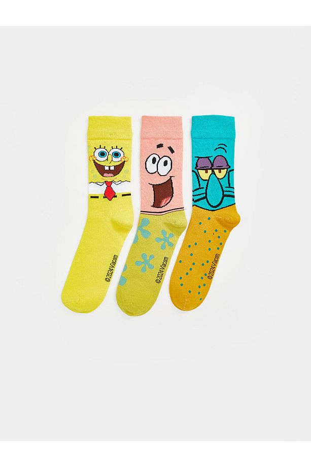 Lcwk Sünger Bob Baskılı Erkek Soket Çorap 3'lü - 1