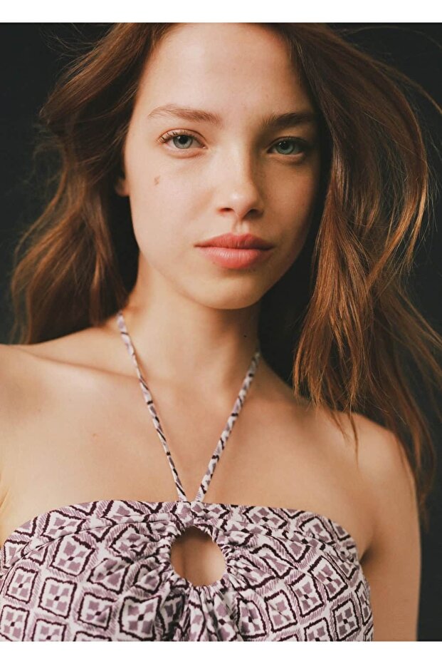 Patterned Draped Blouse - 6