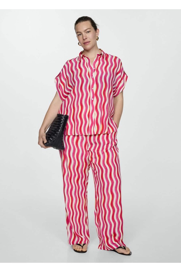 Wideleg desenli pantolon - 6