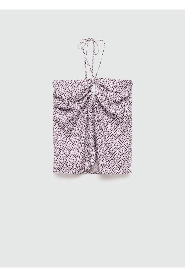 Patterned Draped Blouse - 3