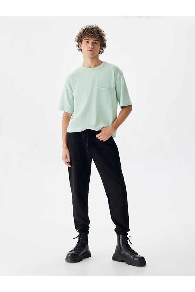 Basıc Lastikli Siyah Eşofman - 6