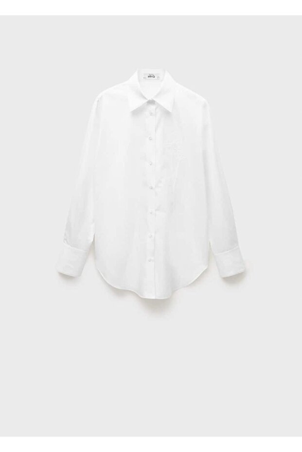 İşleme Detaylı Oversize Poplin Gömlek - 3