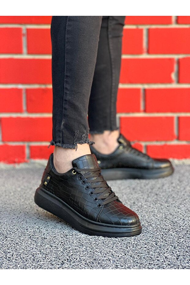 KB047 Charcoal Crocodile Casual Men's Shoes