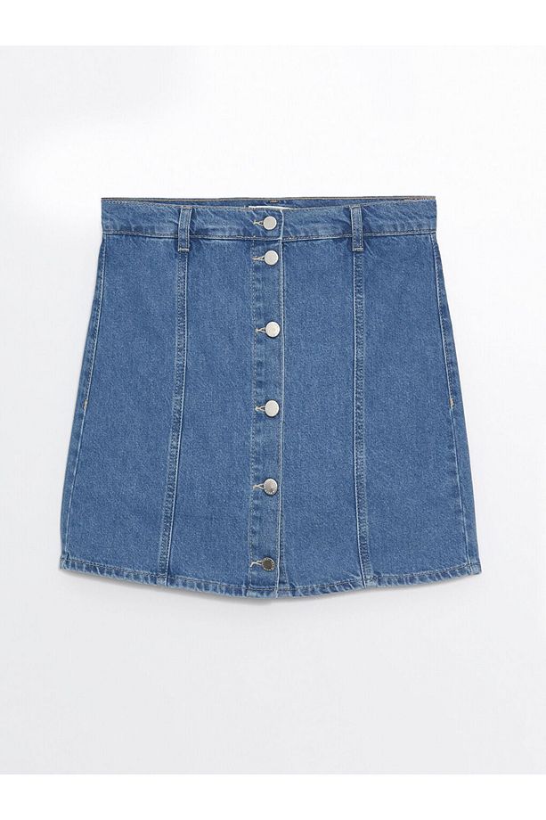 Standart Fit Kadın Jean Şort Etek - 5