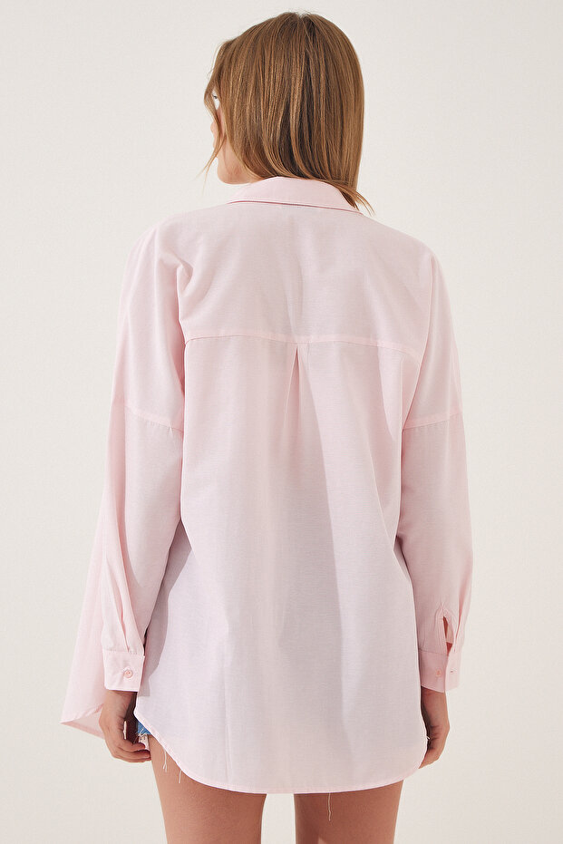 Oversize Basic Gömlek AÇIK PEMBE LDD0003 - 3