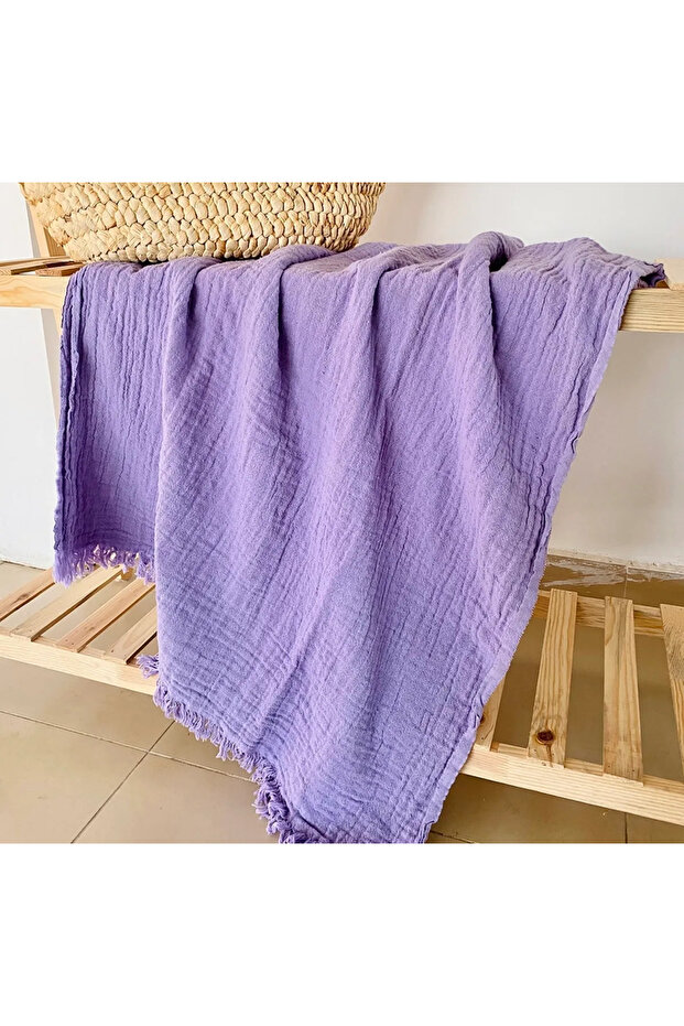 Purple 80x170cm Soft Textured Quick Drying Peshtemal / Beach Towel
