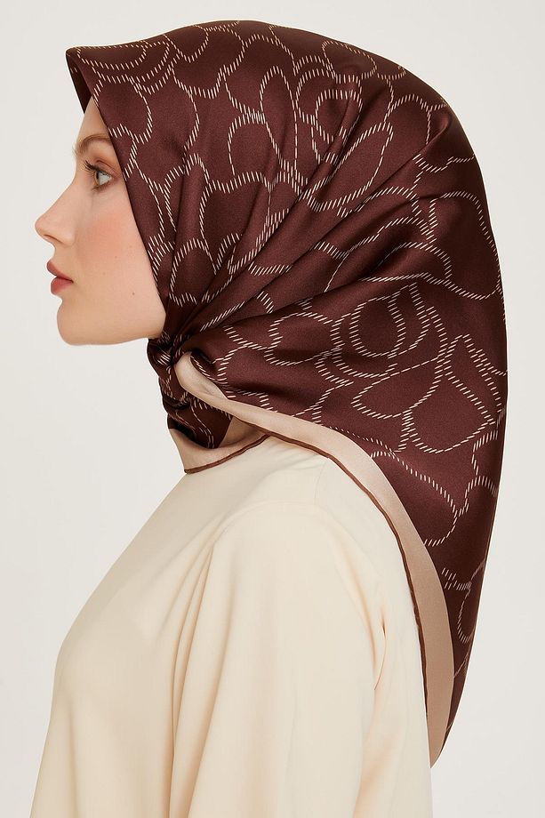 İpek Eşarp 2025 Kış - 9222-85 Kahve Twill - 4