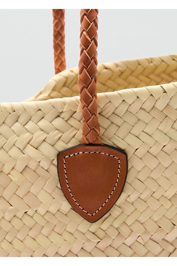 Deri saplı doğal elyaf çanta - 5