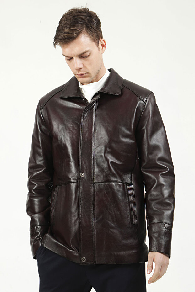 Colorado Men's Real Leather Coat Chestnut
