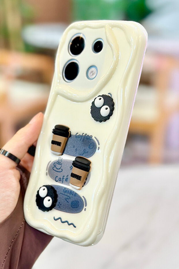 حافظة Redmi Note 13 Pro 4G بنمط بسكويت القهوة بتصميم لامع ثلاثي الأبعاد - 8