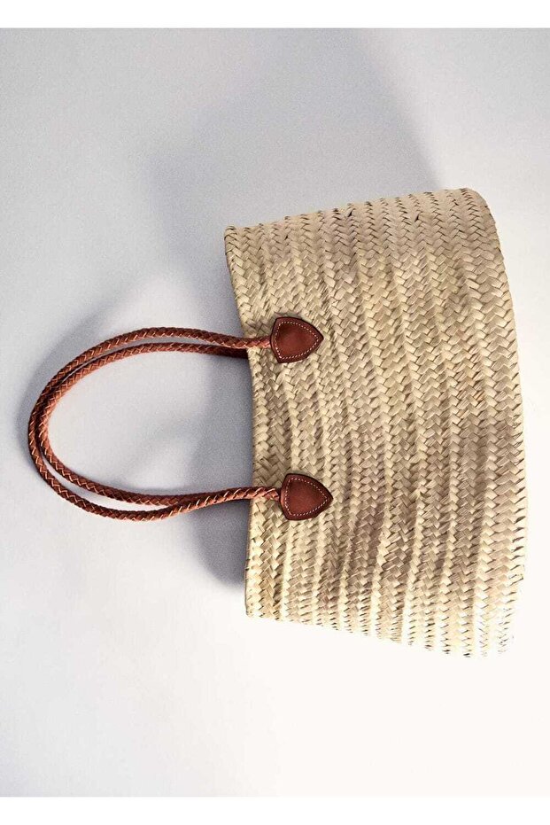 Deri saplı doğal elyaf çanta - 4