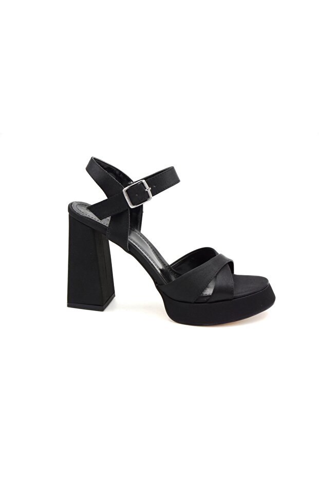 Dekas DA8724 Thick Heeled Women's Single Band Shoes BLACK