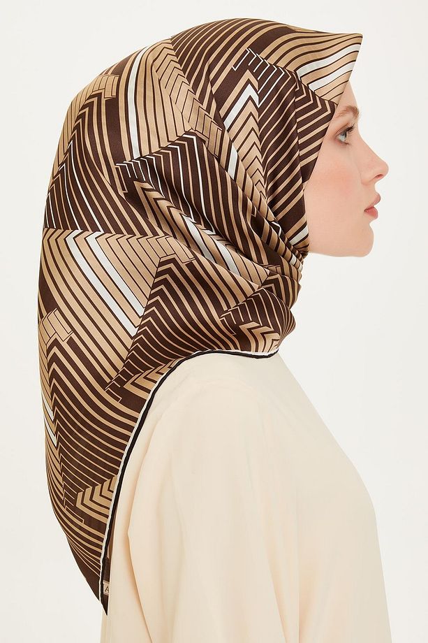 İpek Eşarp 2025 Kış - 9218-35 Koyu Kahve Twill - 3