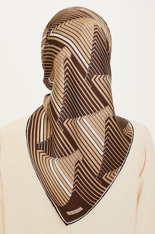 İpek Eşarp 2025 Kış - 9218-35 Koyu Kahve Twill - 4