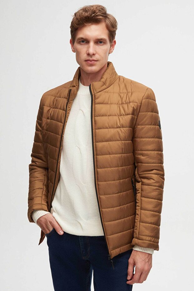 Ds Groom Slim Fit Cinnamon Windproof Fiber Filled Inflatable Coat