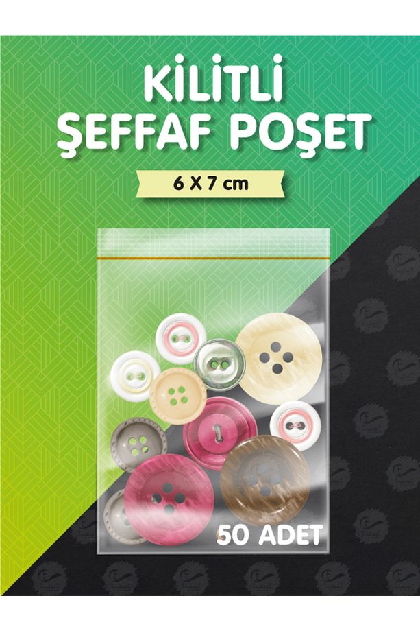 Kilitli Torba 6x7 Cm 50'li Şeffaf Kilitli Poşet Kına Çerez Kuruyemiş vb.Poşeti-T1070 - 1