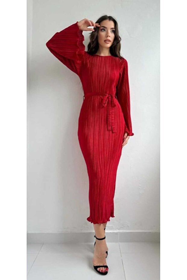 İspanyo kol pliseli elbise - 1