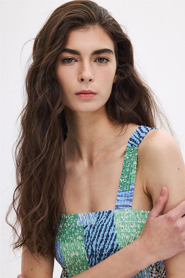 Mint Gipe Detaylı Midi Elbise - 3