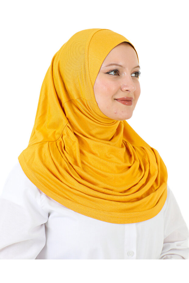 Hazır Giyim Türban Yumuşak Başörtü Şal - Sarı - 3