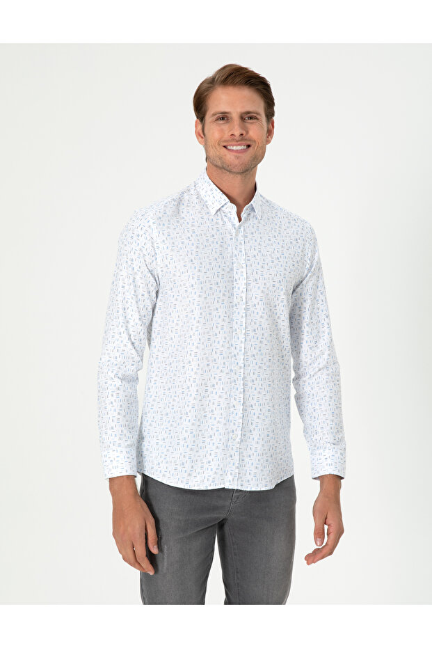 Blue Slim Fit Long Sleeve Shirt 50298170-Vr036