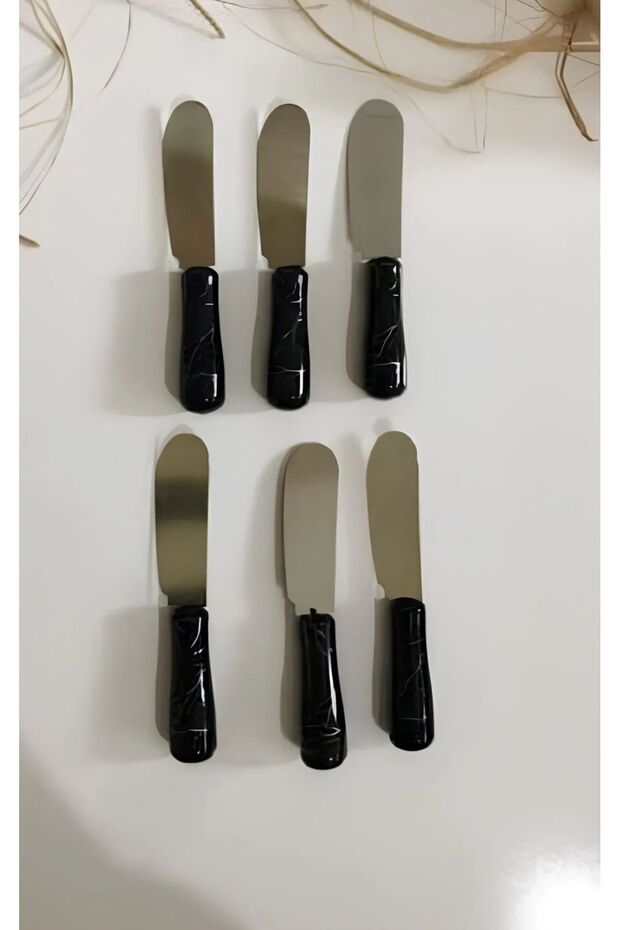 6-Piece Black Marble Luxury Butter and Jam Knife Set