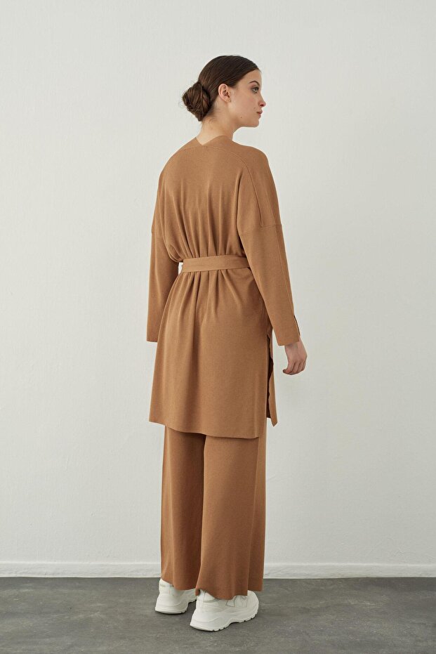 Camel Düz Yakalı Basic Triko Hırka - 5