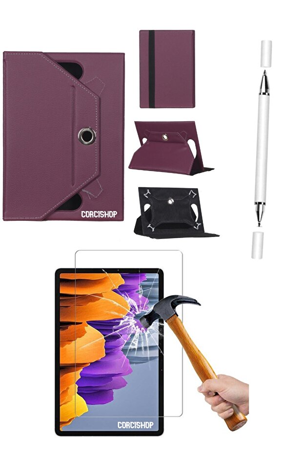 حافظة وقلم وواقي شاشة متوافق مع Technopc Ultrapad Quantum Gaming 10.95 3 في 1