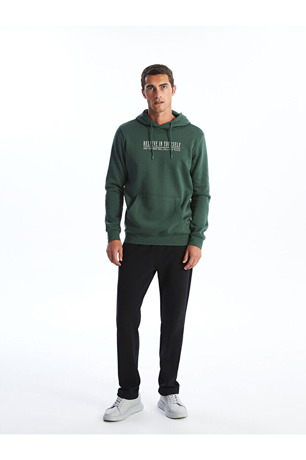 Lcwk Uzun Kollu Baskılı Erkek Kalın Hoodie - 2