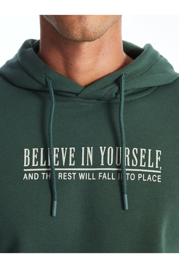 Lcwk Uzun Kollu Baskılı Erkek Kalın Hoodie - 3