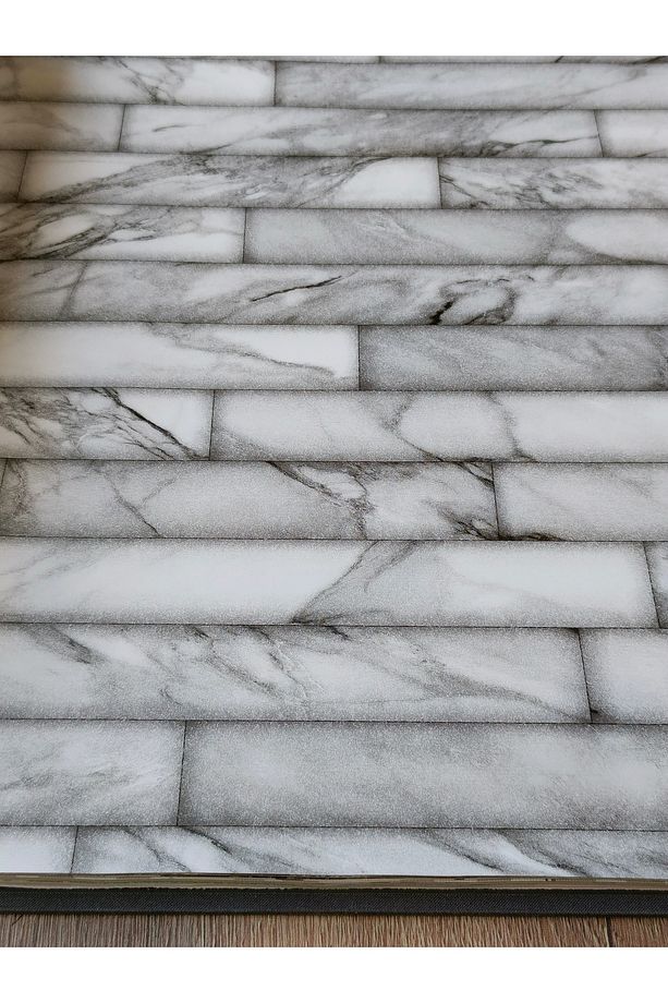 3 Boyutlu Mermer Görünümlü Taş Desenli Silinebilir Duvar Kağıdı 5 M² - 2