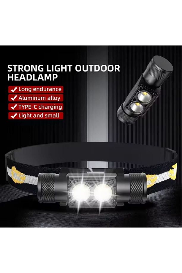 Kafa Feneri Şarjlı Mıknatıslı Lityum Lion Pilli 1200 Lümen Cob Led Kafa Lambası Çalışma Lambası - 3