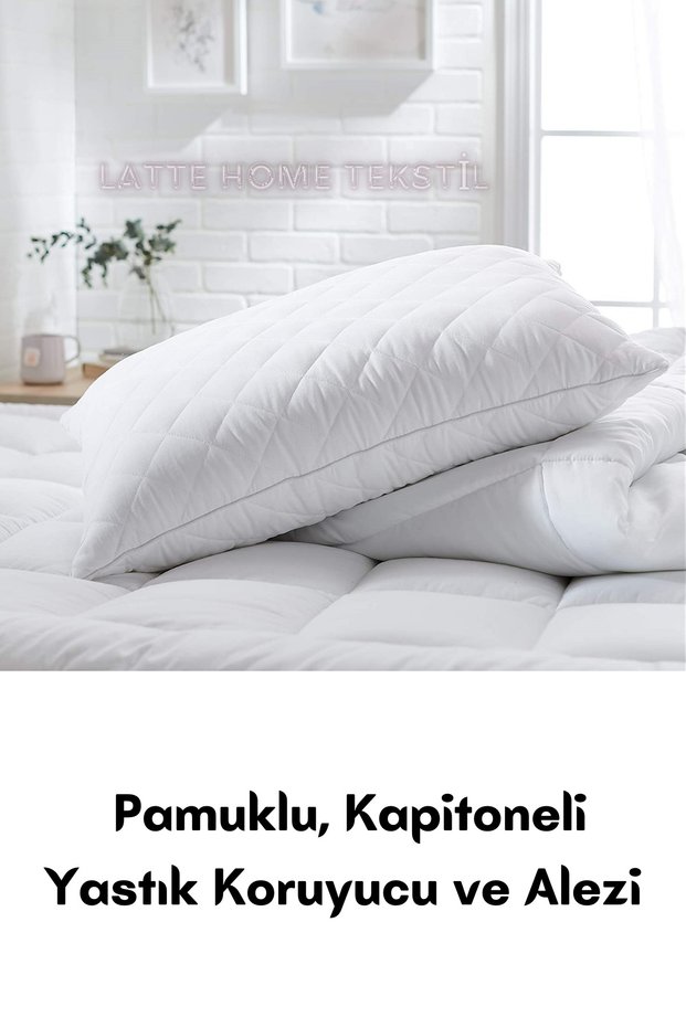 White Colored, Cotton, Quilted Patterned Pillow Protector and Cushion Mattress Pad (50 X 70 cm) 1 Piece