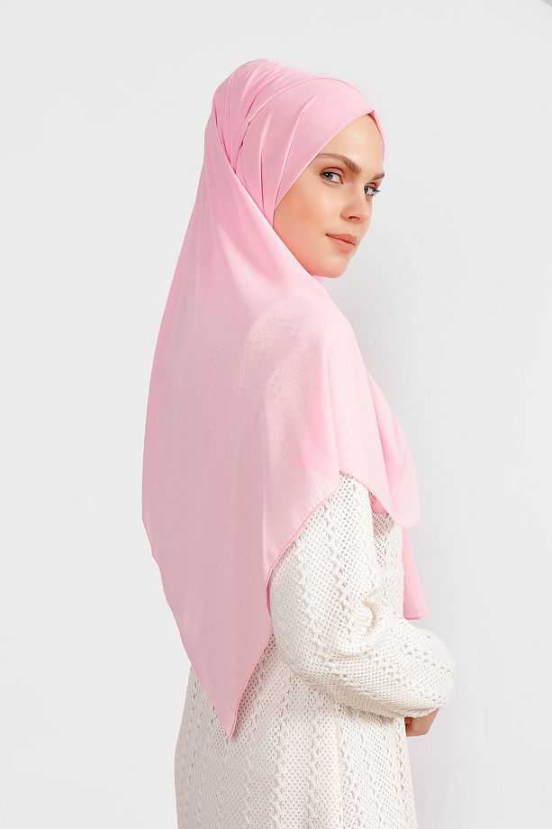 Krep Şifon Şal - Şeker Pembe - 3