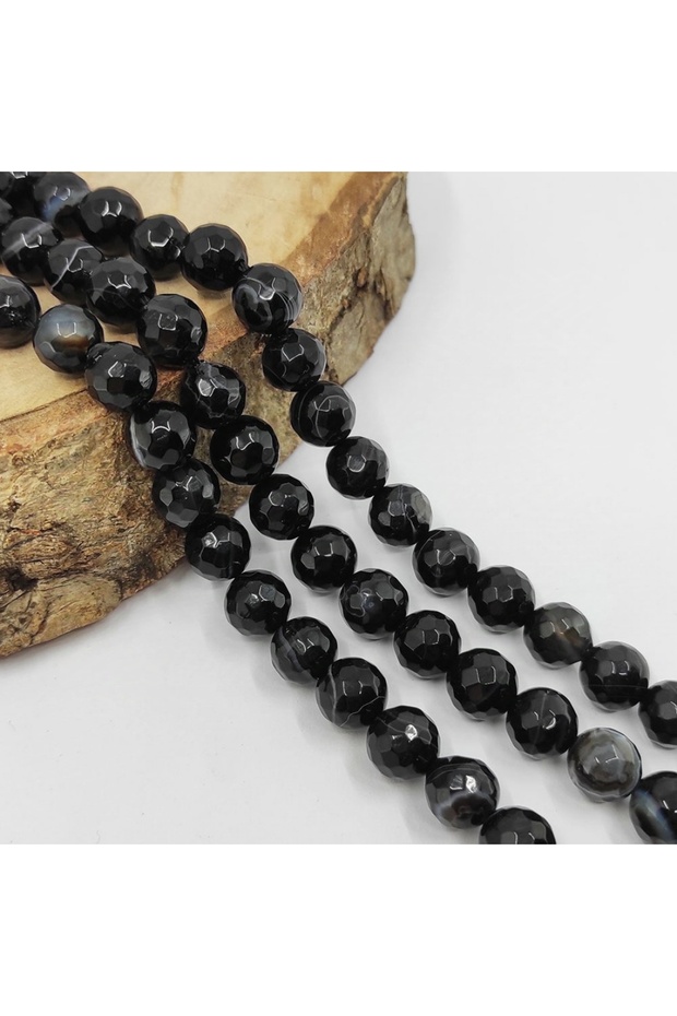 8 mm Faceted Onyx Stone Natural Stone 1 Strand (47 Pieces)