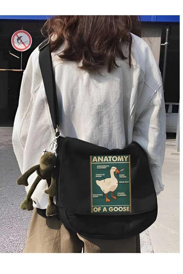 Y2K Anatomy of a Goose Duck Tote - Unisex Street Style Canvas Messenger Bag - 1